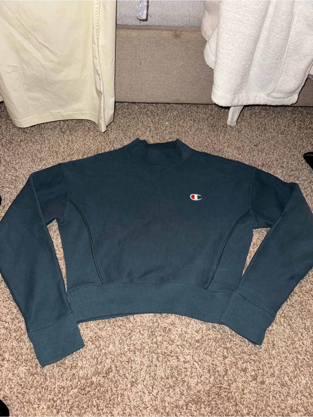 Champion Teal Cropped Crewneck Sweatshirt